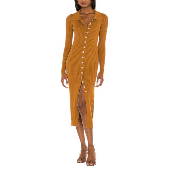 Heartloom Dahlia Rust Brown Ribbed Long Sleeve Sweater Dress Sz XS - Picture 1 of 10